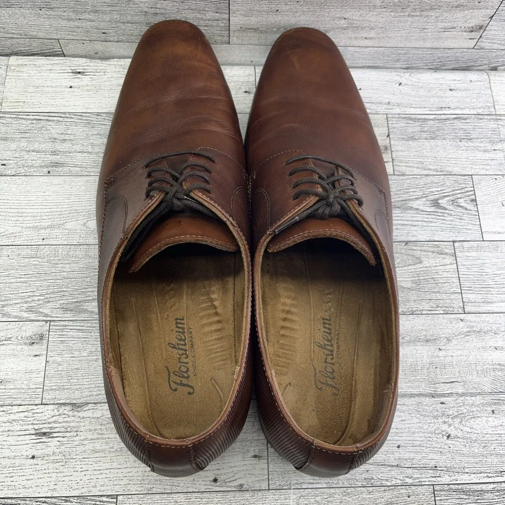 Florsheim Postino Plain‎ Toe Oxford Cognac Leather Dress Shoes Men 11 3E